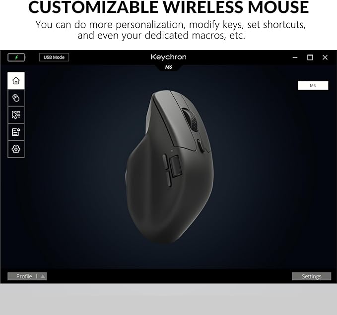 Keychron M6 Wireless All Silent Gaming Optical Mouse 1000Hz Tri-Mode 2.4 GHz/Bluetooth 5.3/Wired PixArt 3311 Sensor 12000 DPI Magnetic Metal Scroll Wheel for Windows PC/Mac - White
