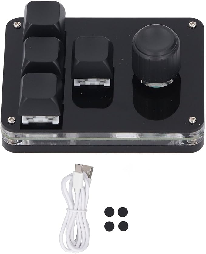Mini Mechanical Gaming Keyboard USB C 4 Key 1 Knob Keyboard Blue Switch RGB LED Plug and Play for OSU Vista OS X