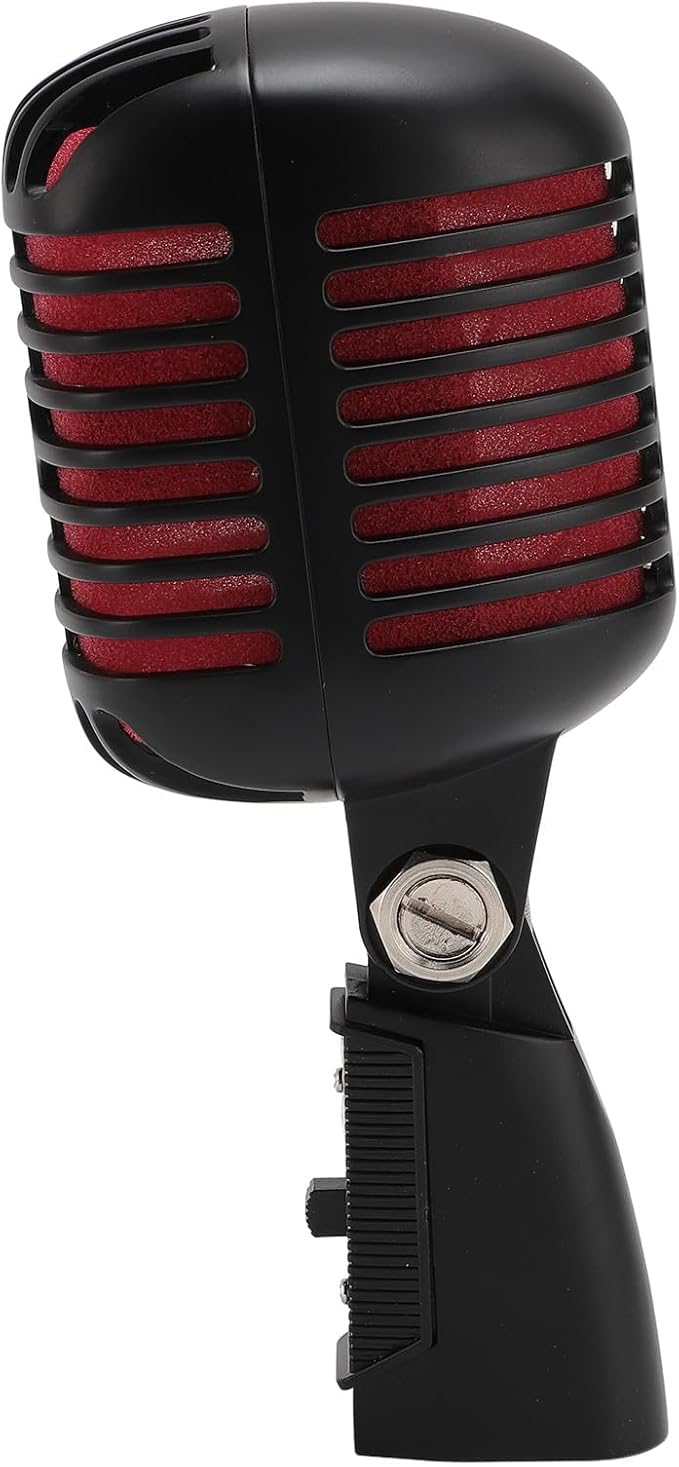 Sonew Vintage Dynamic Microphone with Cardioid Pickup Retro Zinc Alloy Mic for Stage Performances Studio Recordings &amp Live Singing Microphone with Stand (#4)