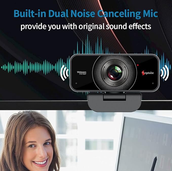 Angetube 1080P Webcam with Microphone - USB Computer Camera for Laptop/Desktop/Mac - HD PC Web Cam for Zoom/Skype/Teams/Xbox Streaming | Video Conferencing | Calling