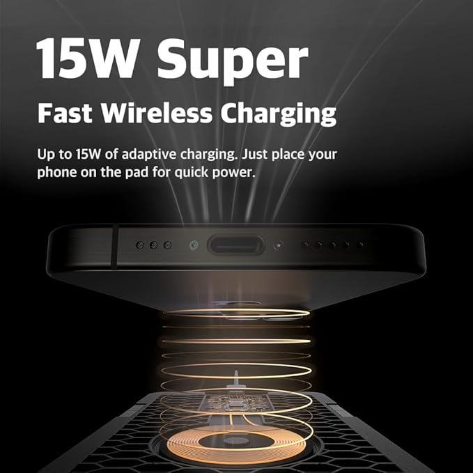 POUT H3 Split Wireless Charging Mouse Pad – Fast Qi Charger with Magnetic Attachment – Smooth Surface &amp Anti-Slip Base – Compatible with Smartphones and Earbuds (Dust Gray)