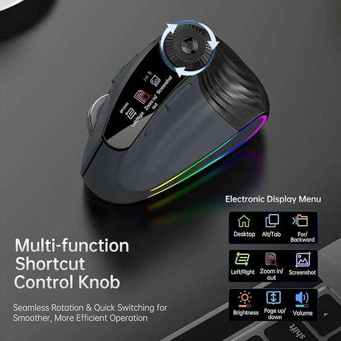 Bluetooth Travel Mouse 2.4G Rechargeable Mouse with USB Receiver Wireless Mice Compatibility for Computer Laptop Notebook PC (Black XM7D)