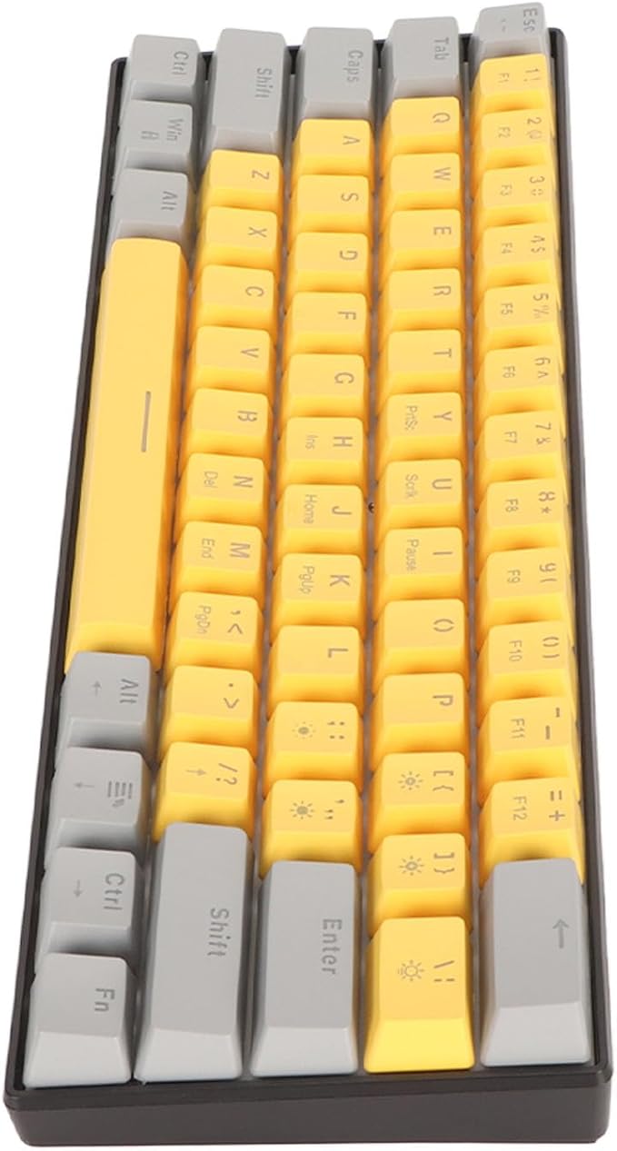 GOWENIC Mechanical Keyboard 60% Mechanical Gaming Keyboard with LED Backlit 61 Keys Compact Mini Wired Keyboard Mechanical Shaft Switches for PC Laptop (Grayish Yellow