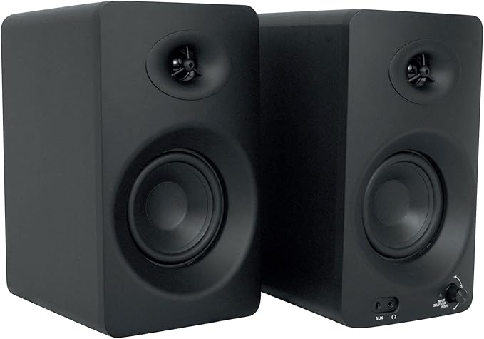 Rockville ASM4 Powered Studio Monitor Speaker Pair 4 2-Way 200W Black Bluetooth Optical Input Perfect for Studio Monitoring Computer Speakers