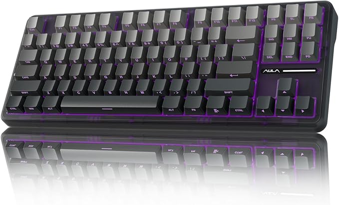 AULA F87 Pro Wireless Mechanical KeyboardTri-Mode BT5.0/2.4GHz/USB-C Hot Swappable Custom KeyboardPre-lubed SwitchesSide Printed PBT Keycaps75% TKL RGB Backlit Gaming Keyboards