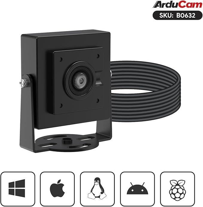 Arducam VGA Global Shutter USB Camera Module 800 FPS@QQVGA High Speed Camera Monochrome Wide Angle UVC Webcam for Windows Linux OS