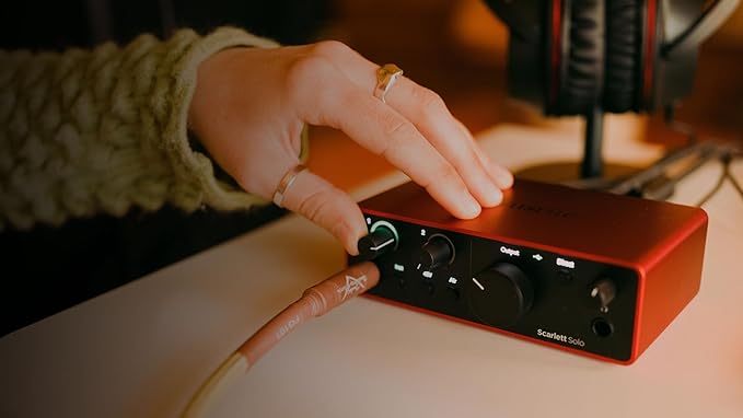 Focusrite Scarlett Solo 4G with StreamEye Cans50 Studio Headphones and Microphone Boom Arm XLR Cable and Pop Filter Bundle