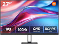 XIAOMI 2K Monitor A27Qi - 27-inch QHD IPS Computer Display 100Hz Refresh Rate ΔE&lt2 Color Accuracy 95% DCI-P3 100% sRGB Low Blue Light Mode Adjustable Stand for Home and Office