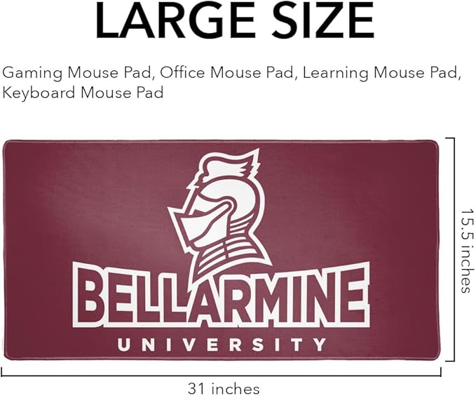 Bellarmine University Primary Logo Large Gaming Mouse Pad Desk Mat with Stitched Edges Non-Slip Base for Gamer Home and Office 31.5 x 15.7