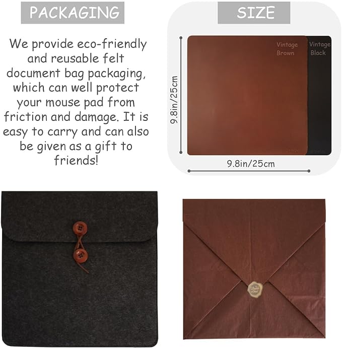 Mouse Pad-Premium Full Grain Genuine Leather (Vintage Brown)