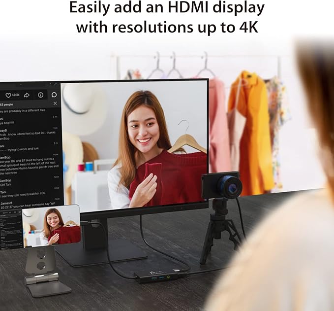j5create Video Capture Card with PD 60W Pass-Through Charging Built-in Multi-Function hub Suitable for Streaming Live Broadcasting Video Conference Teaching Gaming (JVA01)