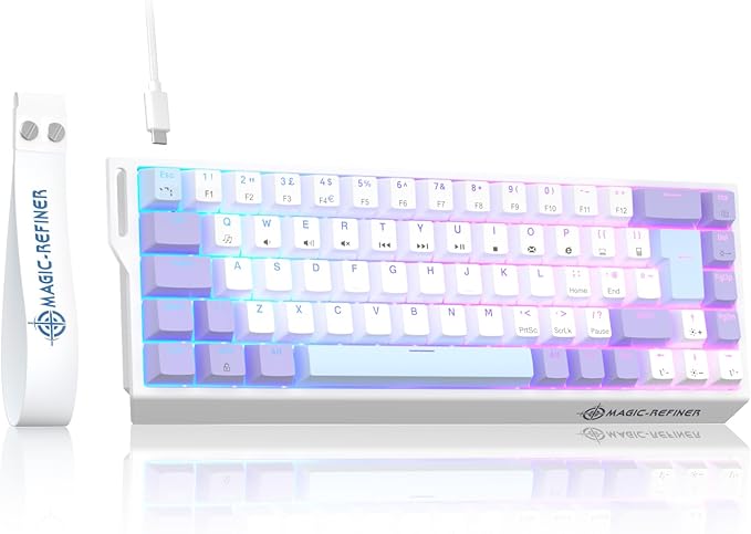 ZIYOU LANG X Magic-Refiner X68HE 8KHz Rapid Trigger Mechanical Gaming Keyboard60% WiredHall Effect Magnetic SwitchAdjustable ActuationRGB BacklitSnap Tap RGB Backlit for PC/Mac Purple&ampWhite