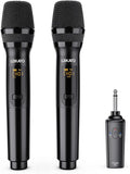 LEKATO Wireless Microphone 2.4GHz Rechargeable Dual Handheld Wireless Dynamic Microphone System Set with 1/4 Receiver Professional Cordless Microphone for Karaoke Wedding Party Speech Church