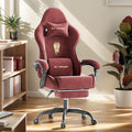 Soontrans Velvet Fabric Gaming Chair for Adult Ergonomic Comfortable Video Gamer Chair with Footrest Reclining Office Computer Desk Game Chairs with Massage Lumbar CushionHeadrest