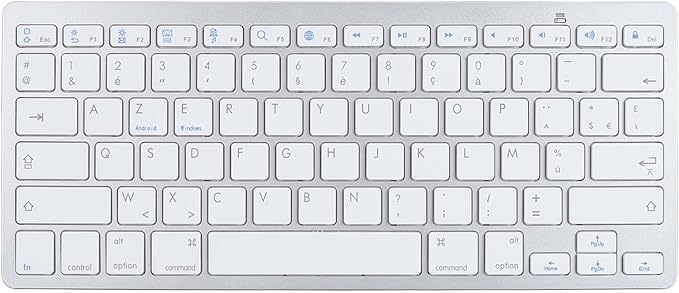 Bilingual Keyboard Portable Thin for German French Spanish Italian Keyboard Bluetooth Keyboard Compatible with iOS Android OS (French AZERTY Layout)