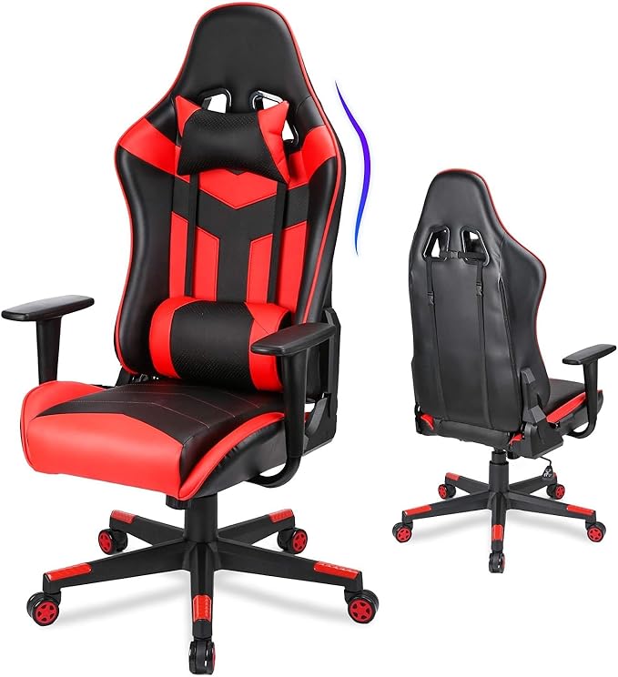 Gaming Chair High Back Computer Chair Ergonomic Video Game Chair with Headrest Lumbar Support Gaming Desk Chair Adjustable Height Swivel Racing Office Chair for Teens Adults