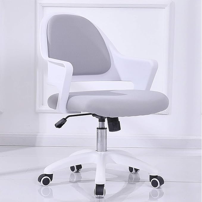 Mlaea Computer Gaming Chair Dining Bedroom Living Room Chair with Backrest and Wheels TV Station Lounge Laboratory Chair 59 * 58 * 84CM(Color:Gray)