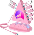 7 Port USB 3.0 HubPink USB Hub with Wolf Shaped RGB Night Light 2ft Long Cable and Pink Basefor Laptop PC Flash Drive HDD Console Printer Keyborad Mouse and More(Charging Not Supported)