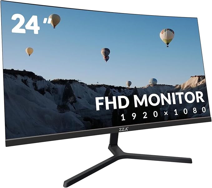 ZZA 24 Inch Curved Gaming Monitor FHD 1080P 100Hz 120% sRGB Color Gamut Ultra-Thin Bezels Eye Care Blue Light Filter for Home Office