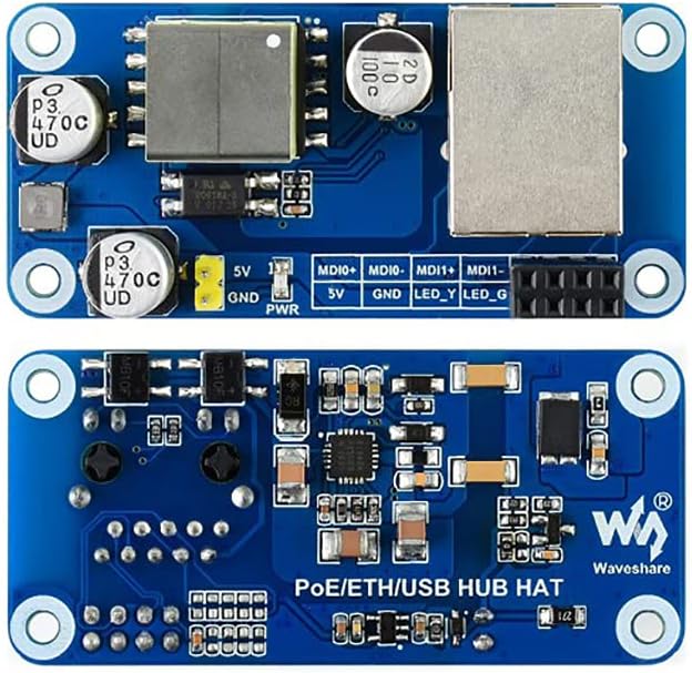 PoE Ethernet/USB HUB Hat for Raspberry Pi Zero/Zero W/Zero WH 3X USB 2.0 Ports 10M/100M RJ45 Port 802.3af-Compliant