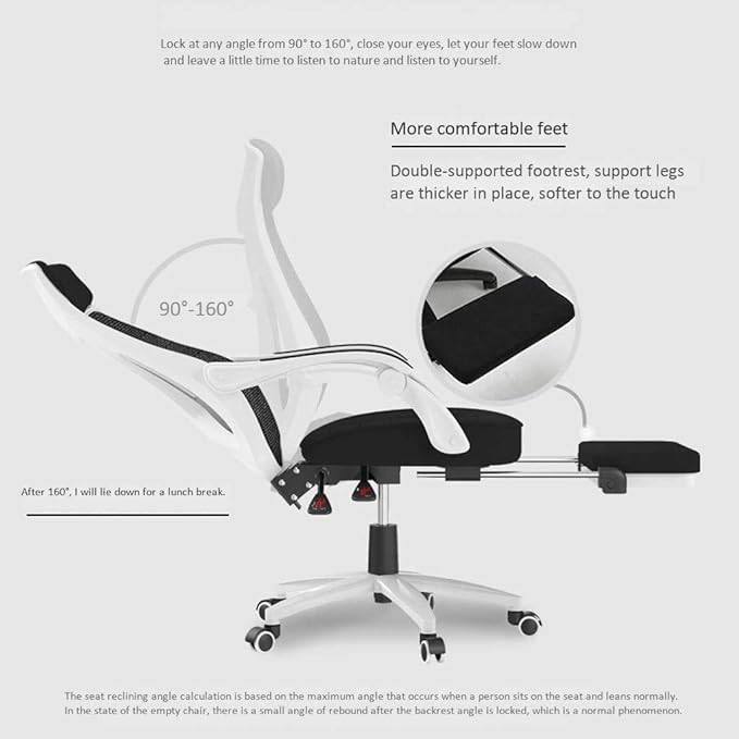 Office Chair Gaming Chair Computer Chair Capacity Ergonomic Computer Mesh Recliner Executive Swivel Office Desk Chair Task Chair and Lumbar Support (Color : Svart)