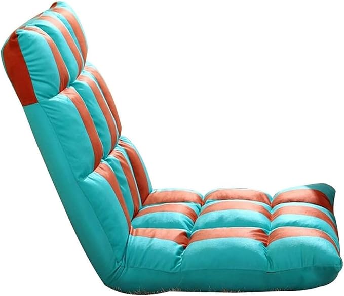 ELEFOCUS Folding Sofa Chair Folding Floor Chair 5 Gears Adjustable Lazy Sofa Removable and Washable Foldable Floor Chair(Green Orange)
