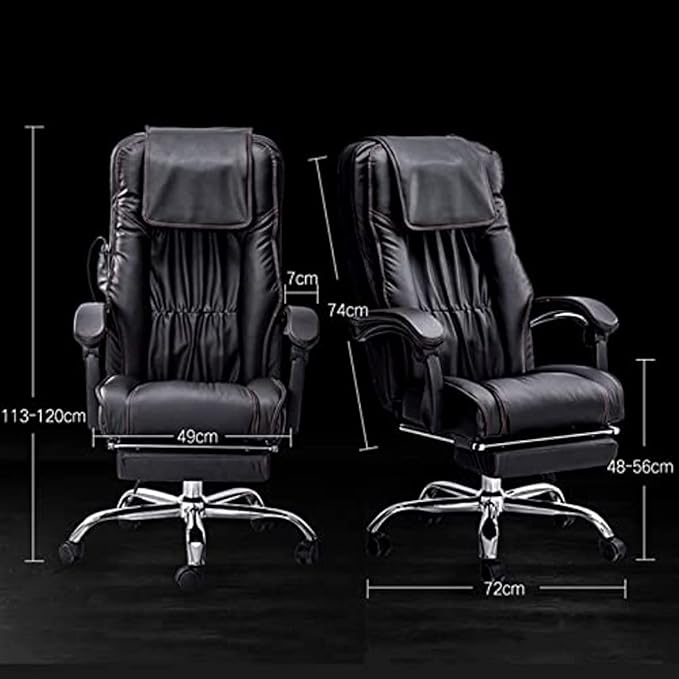 Computer Chair AErgonomic Massage Computer Chair Heated Office Chair Adjustable Swivel Work Chair PU Leather Gaming Chair with Footrest for Bedroom﻿ Office A