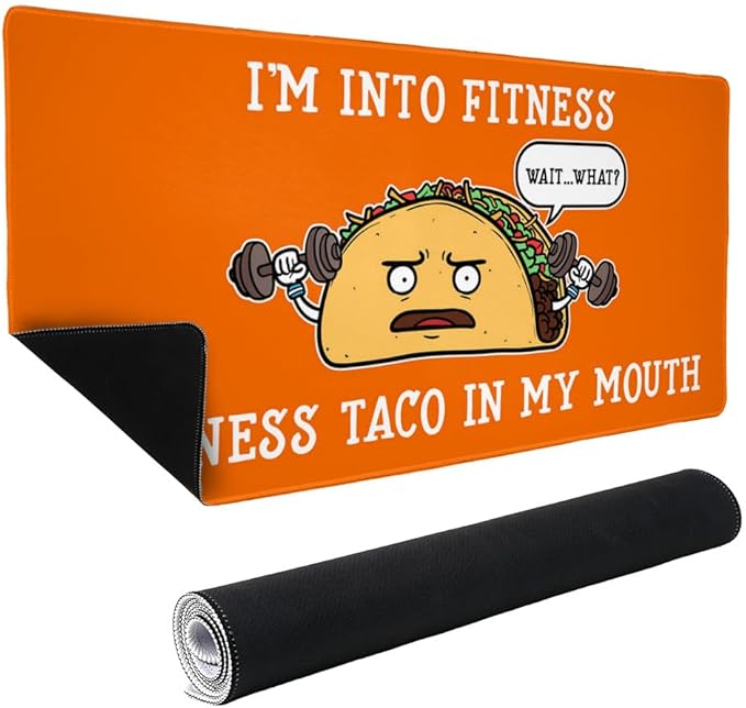 I'm Into Fitness Fit'ness Taco in My Mouth Funny Large Gaming Mouse Pad Desk Mat with Stitched Edges Non-Slip Base