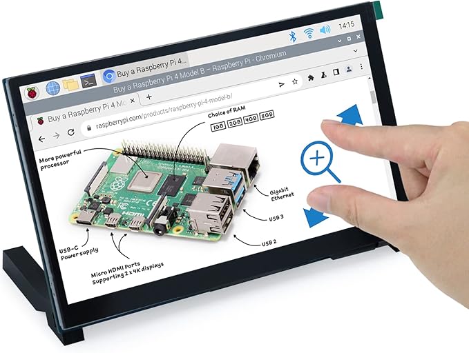 FREENOVE 7 Inch Touchscreen Monitor for Raspberry Pi 5 4 B 3 B+ A+ 800x480 Pixel IPS Display 5-Point Touch Capacitive Screen Driver-Free MIPI DSI Port