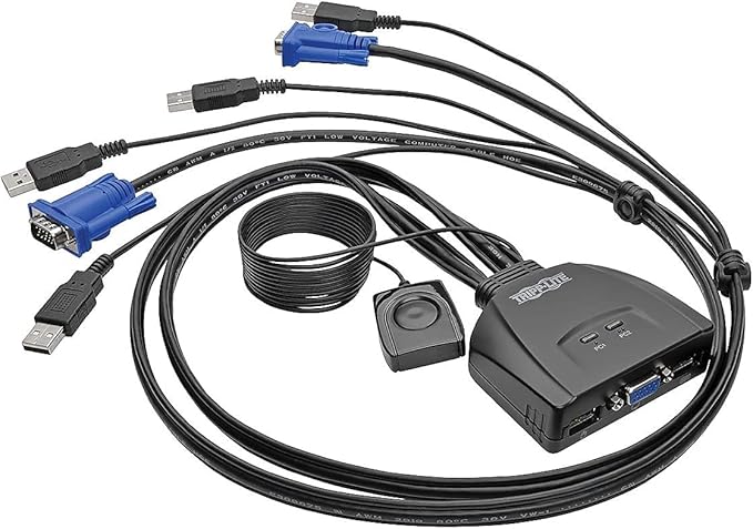 Tripp Lite 2-Port USB VGA Cable KVM Switch with Cables &amp USB Peripheral Sharing 2048 x 1536 (B032-VU2)