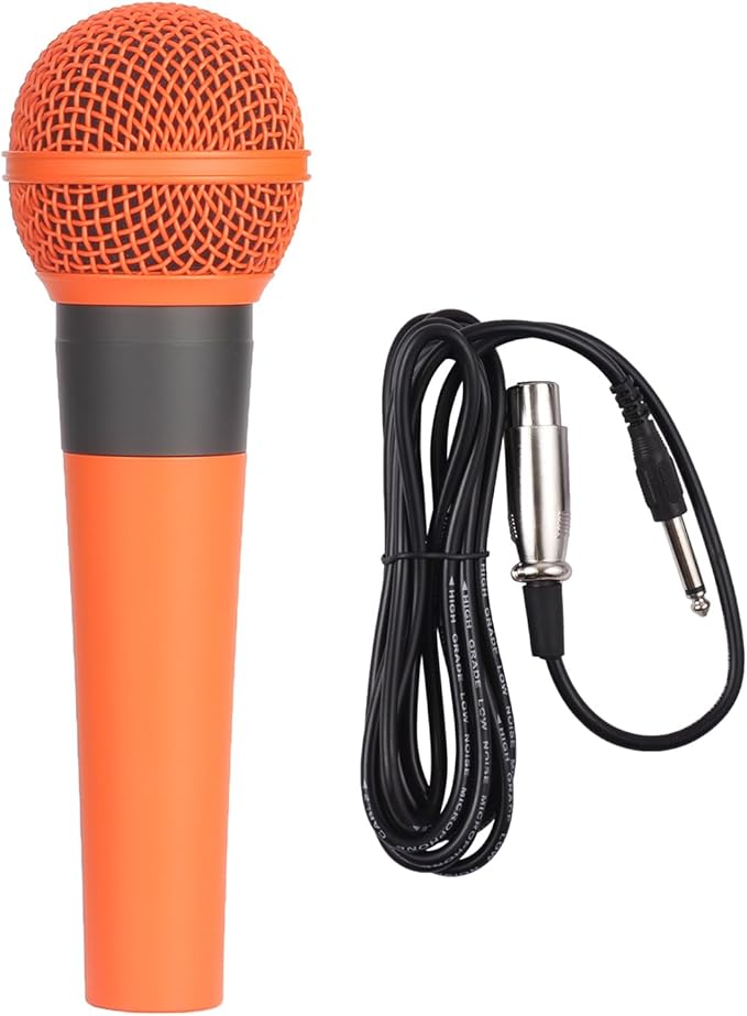 Microphone For Singing Metal Karaoke Microphone Dynamic Microphone Handheld Wired Microphone Connect With Any 6.5mm Or 3.5mm Microphone Interface Audio Equipment (Orange)