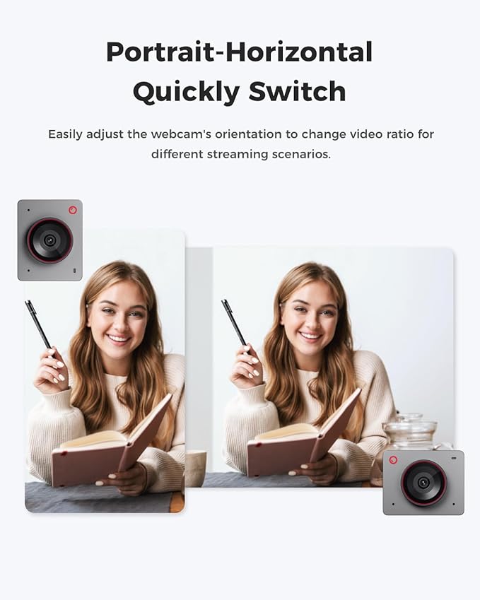 OBSBOT Meet 2-4K Webcam for PC with 1/2 Sensor AI Framing &amp Autofocus Beauty Mode Lightweight Gesture Control HDR Dual Microphone 60 FPS Web Cam for Streaming Meeting Gaming. (Space Gre