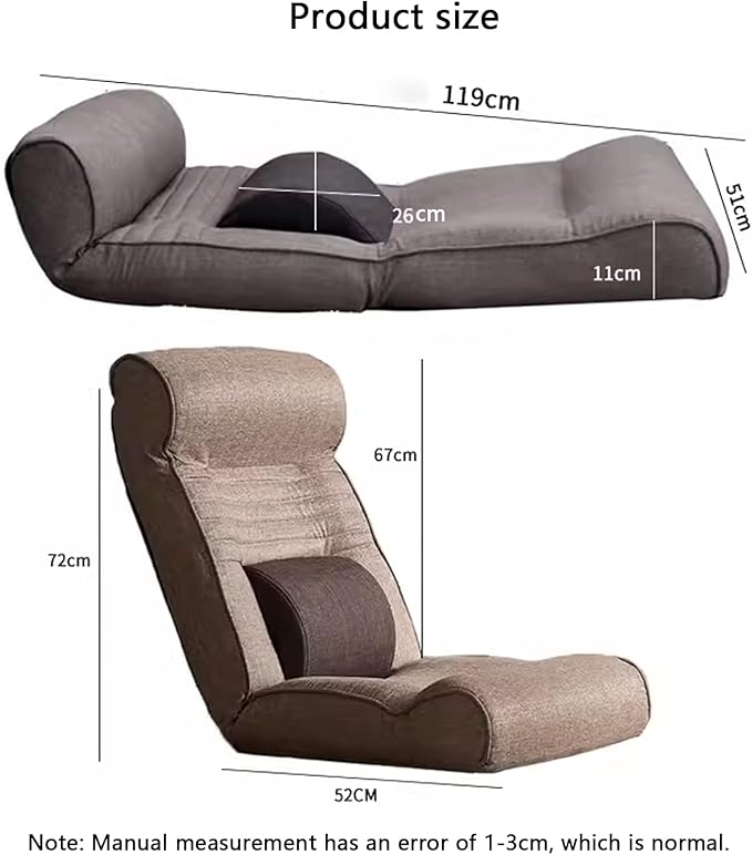Floor Chair Folding Gaming Chair Lazy Sofa with Backrest Seat Cushion Reclining Function Headrest and Backrest 14 Gear Can Be Adjusted Green
