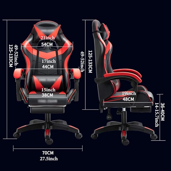GIZNXBA Gaming Chair with Footrest Ergonomic Computer Chair Lumbar Support Backrest and Seat Height Adjustable Swivel Recliner Racing Office High-Back Game Chair (Color : /White)