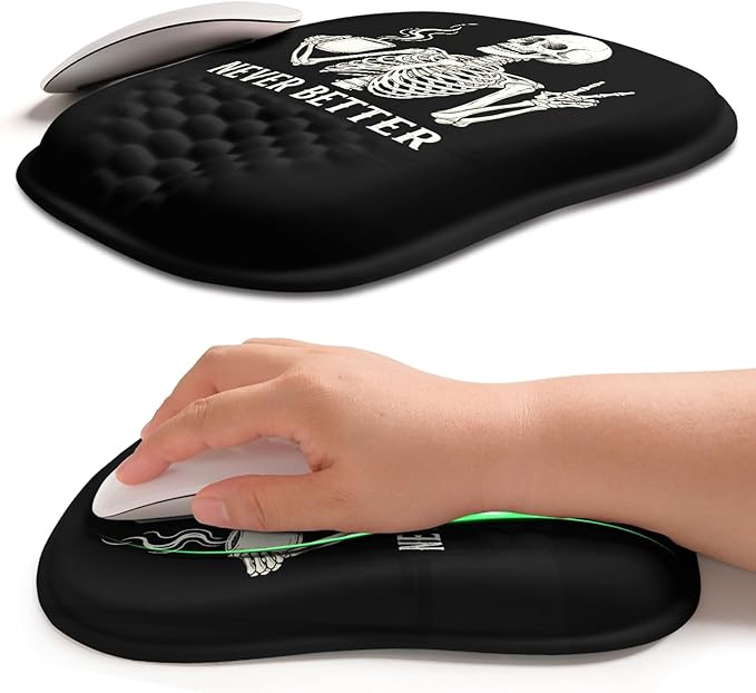 Hokafenle Ergonomic Wrist-Hugging Mouse Pad Wrist Support U-Shaped Holding Wrist Rest Mousepad for Carpal Tunnel Pain Relief with Cushioned Memory Foam Slope Massage Bulge (10.2x8.3 inNever Better)