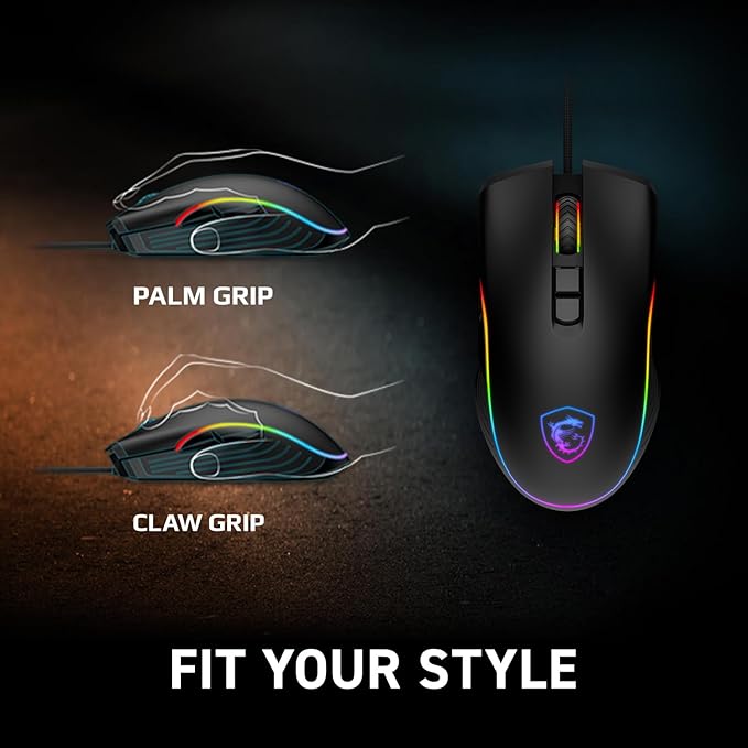 msi Forge GM300 Lightweight Gaming USB RGB Adjustable up to 7200 DPI Desktop Laptop Gaming MouseBlack