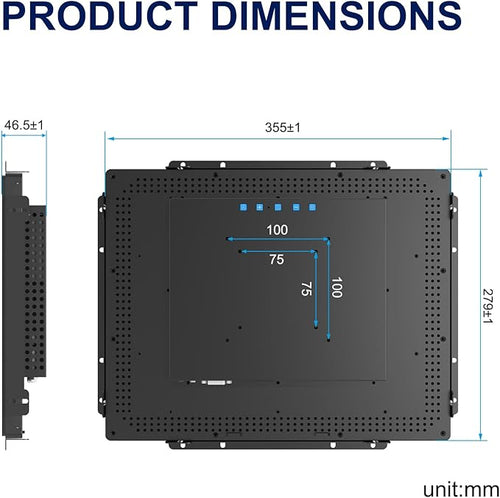 15 Inch Capacitive Touch Screen Monitor 1280x1024 Industrial Touch Display with 10-Point Touch Metal Housing HD-MIVGA Input Open Frame Touch Monitor for Industrial Automation Control