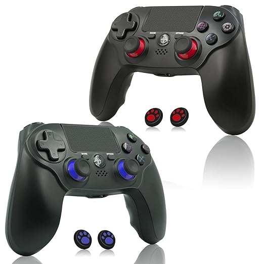 citnh 2 Pack Wireless Controller for PS4Compatible with PS4/Slim/Pro/PCDouble Shock 6-Axis Motion SensorBuilt-in Speaker &amp Headphone Jack