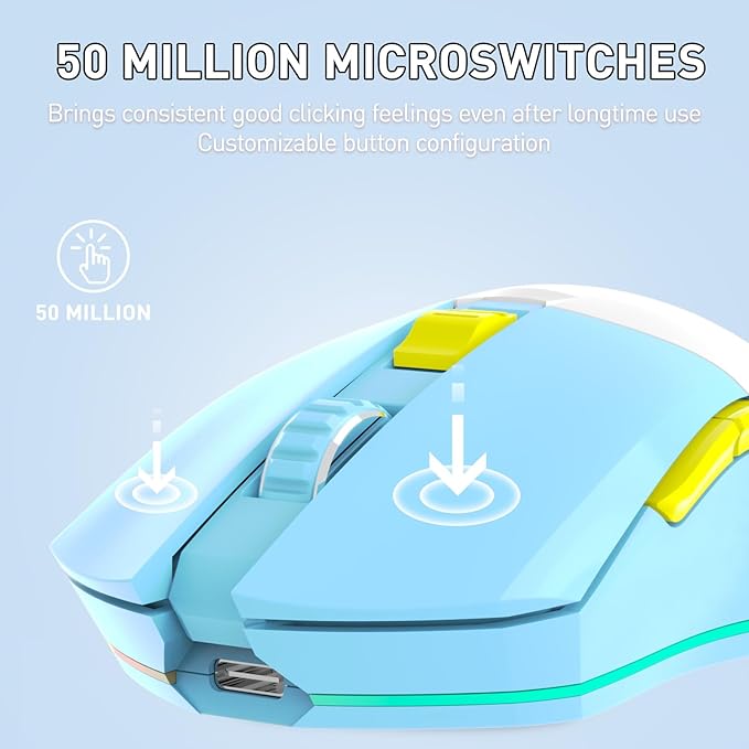 DAREU EM901X Wireless Gaming Mouse with Charging Dock Rechargeable RGB12K DPI6 Programmable Buttons High-Precision Sensor [300IPS] [1000Hz] for PC Notebook Mac