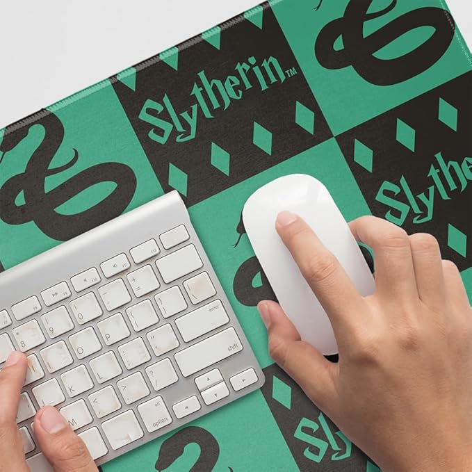Harry Potter Slytherin Pattern Large Gaming Mouse Pad Desk Mat with Stitched Edges Non-Slip Base for Gamer Home and Office 31.5 x 15.7