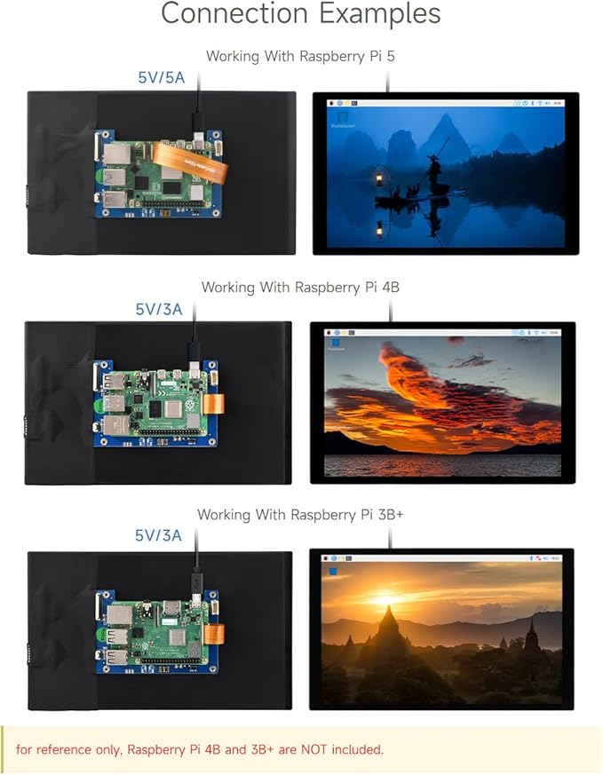 waveshare 10.1inch Capacitive Touch Display Compatible with Raspberry Pi 5/4B/3B+/3A+ CM3/3+/4* 1280×800 IPS DSI Interface