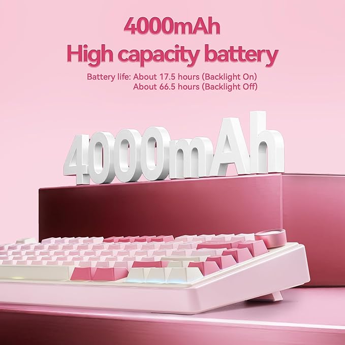 AULA F75 Wireless Keyboard 75% Gaming Keyboard Hot Swappable with Creamy SoundBluetooth/2.4GHz/USB-CCustom RGB Mechanical Keyboard for PC Gamer - Pink