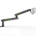 IXTECH RGB Low Profile Boom Arm for Mic Adjustable Microphone Arm Stand with Desk Mount Clamp Rotatable Microphone Boom Arm Mic Stand with Cable Management for Podcast Streaming Gaming Studio.