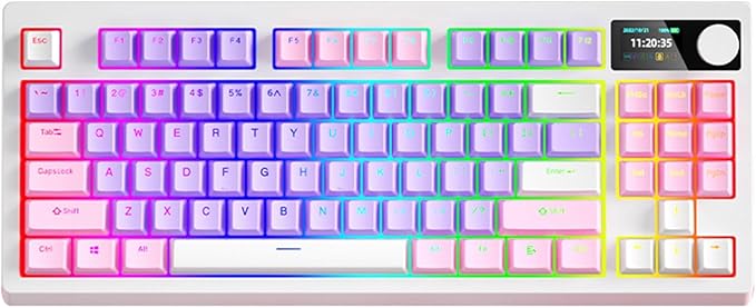 Yosoo RGB Mechanical Keyboard with Hot Swappable Keys for Gaming Office Typing (White Switch)