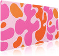 Pink Orange Cute Gaming Mouse Pad XXL Kawani Preppy Abstract Modern Extended Large Desk Mat Mousepad Non-Slip Rubber Base Stitched Edge Long Mousepad for Desktop Office PC 35.4 x 15.7 inch