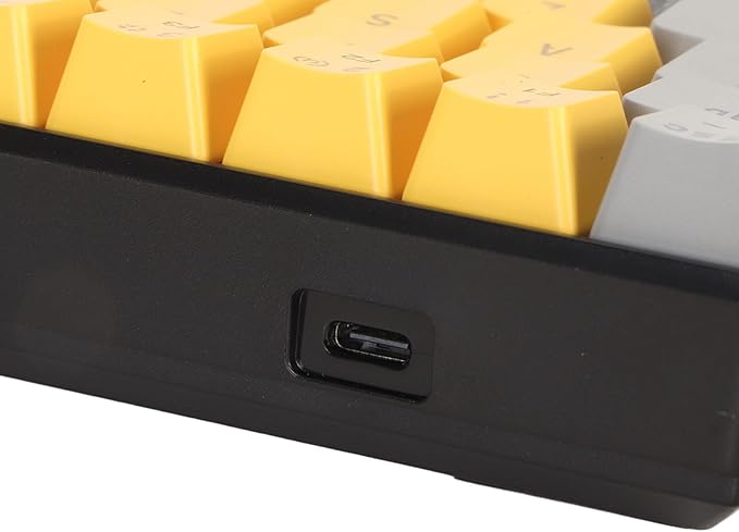 GOWENIC Mechanical Keyboard 60% Mechanical Gaming Keyboard with LED Backlit 61 Keys Compact Mini Wired Keyboard Mechanical Shaft Switches for PC Laptop (Grayish Yellow