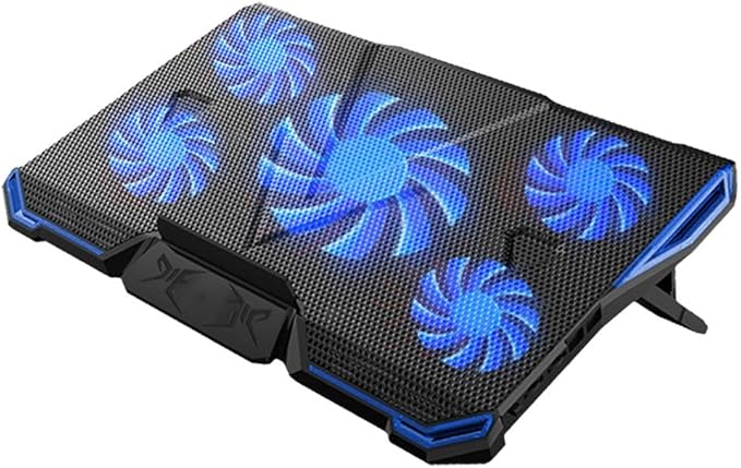 Adjustable Angles Laptop Cooler Ergonomic Notebook Cooling Pad with Five Led Fan for 11'' 15.6'' 17''Notebook Tablet PC (Color : Blue) (Blue)