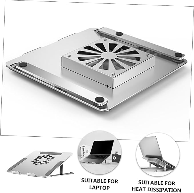 Veemoon Aluminum Alloy Laptop Cooler with Adjustable Height Stand RGB LED Fan Cooling Pad for Gaming Laptops and Notebooks Silver USB Powered Cooling Pad for Office and Home Use