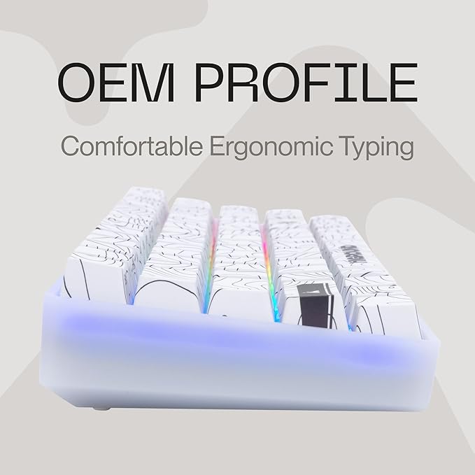 Higround Trailhead 65% Mechanical USB Wired Gaming Keyboard TTC Linear Custom Switches Programable RGB Hot-Swappable Deep Thock Creamy Sounding PC Keyboard Pre-lubed (SNOWSTONE)