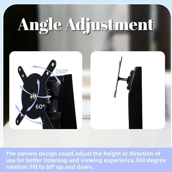 Swivel and Tilt Metal Stand for Echo Show 15 (Gen 1 Gen 2) and Show 21 Adjustable(-58°/+58°) with 360° Rotatable Wall Mounting Holder for Monitor Full Motion 13-27Black